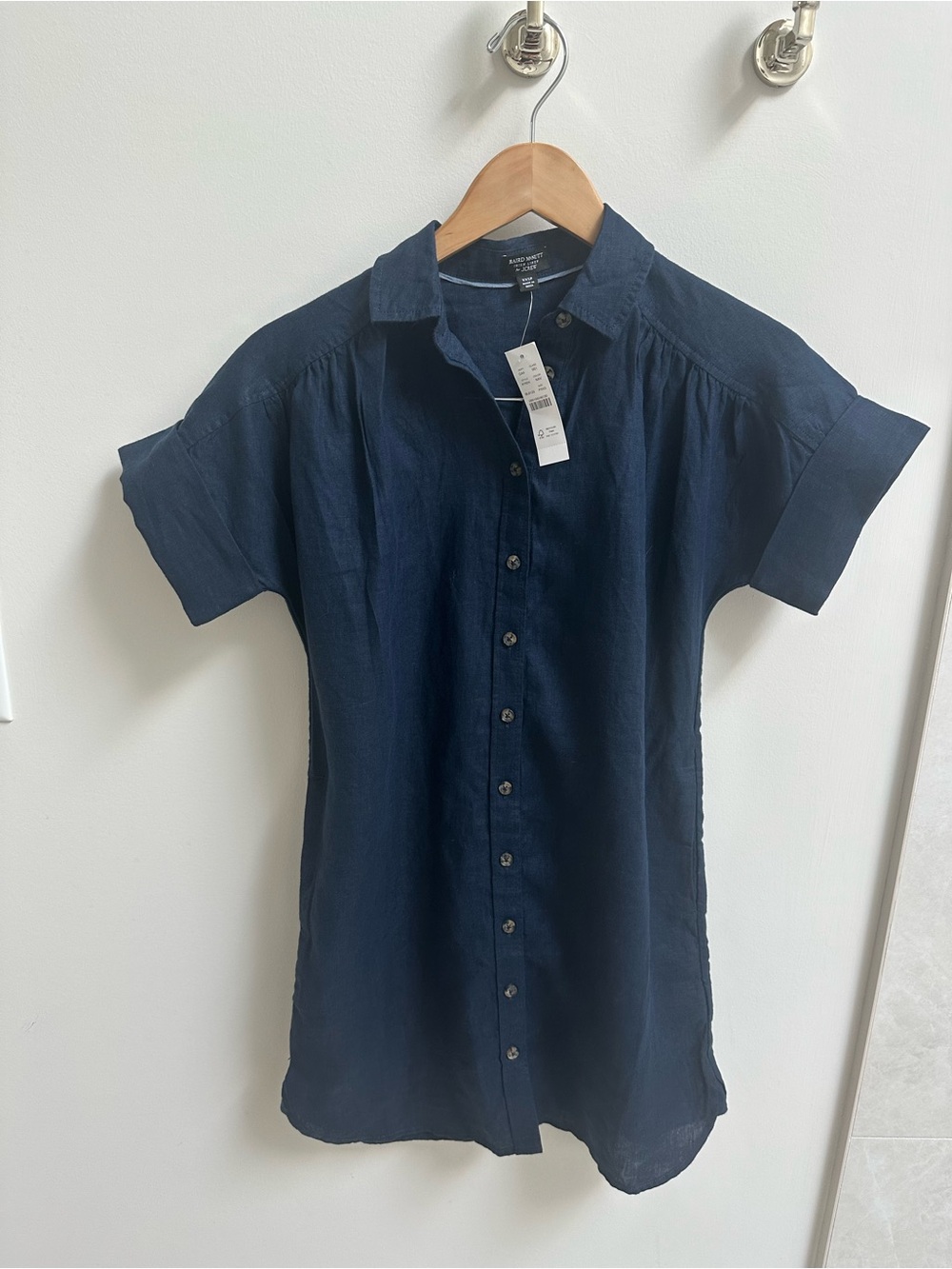 J. Crew Navy Button-Front Midi Shirt Dress